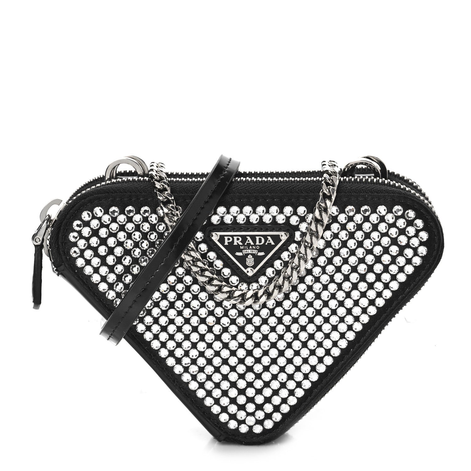 ☆Prada Saffiano Leather Triangle Logo Keychain☆（Prada