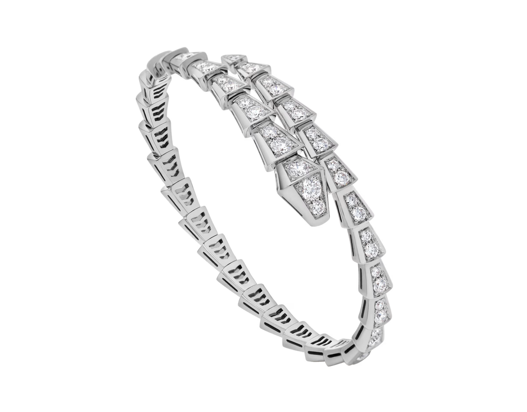 Bulgari Serpenti Viper Bracelet in 18kt White Gold with Full Pavé Diamonds - Gemaee  UAE