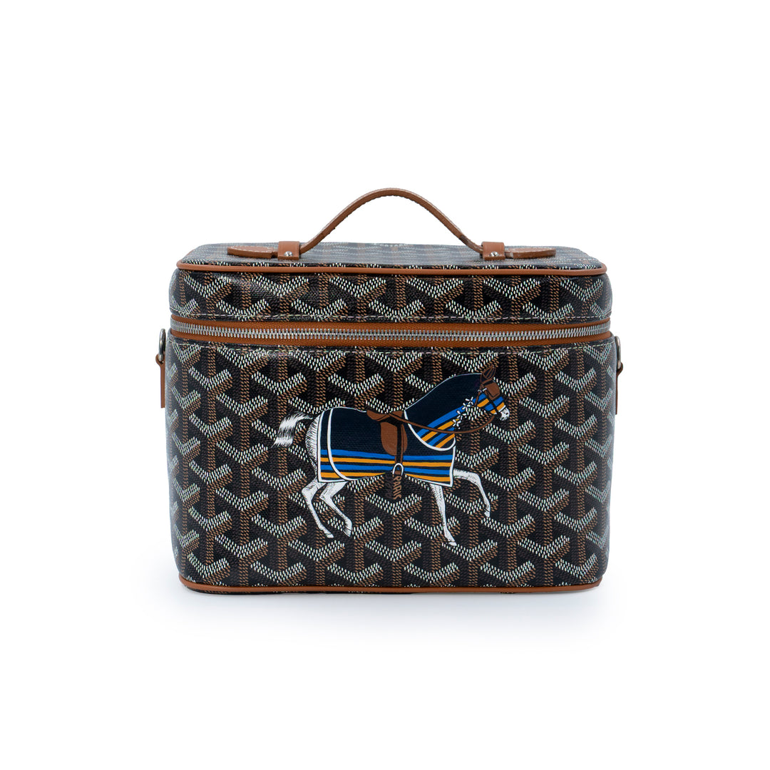 Goyard Hand Painted Vendôme Vanity Case in Brown Goyardine Canvas - Gemaee  UAE