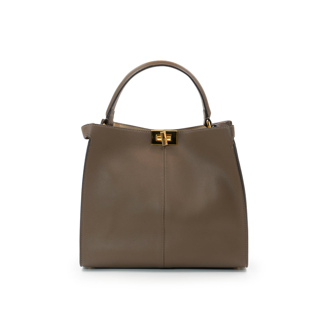 Fendi Peekaboo X-Lite Medium in Brown Leather Top Handle Bag - Gemaee  UAE