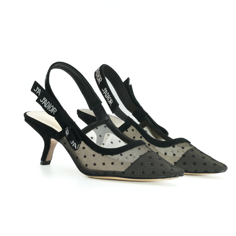 Dior Beige/Black Mesh and Suede J'Adior Slingback Pumps Sandals - Gemaee  UAE
