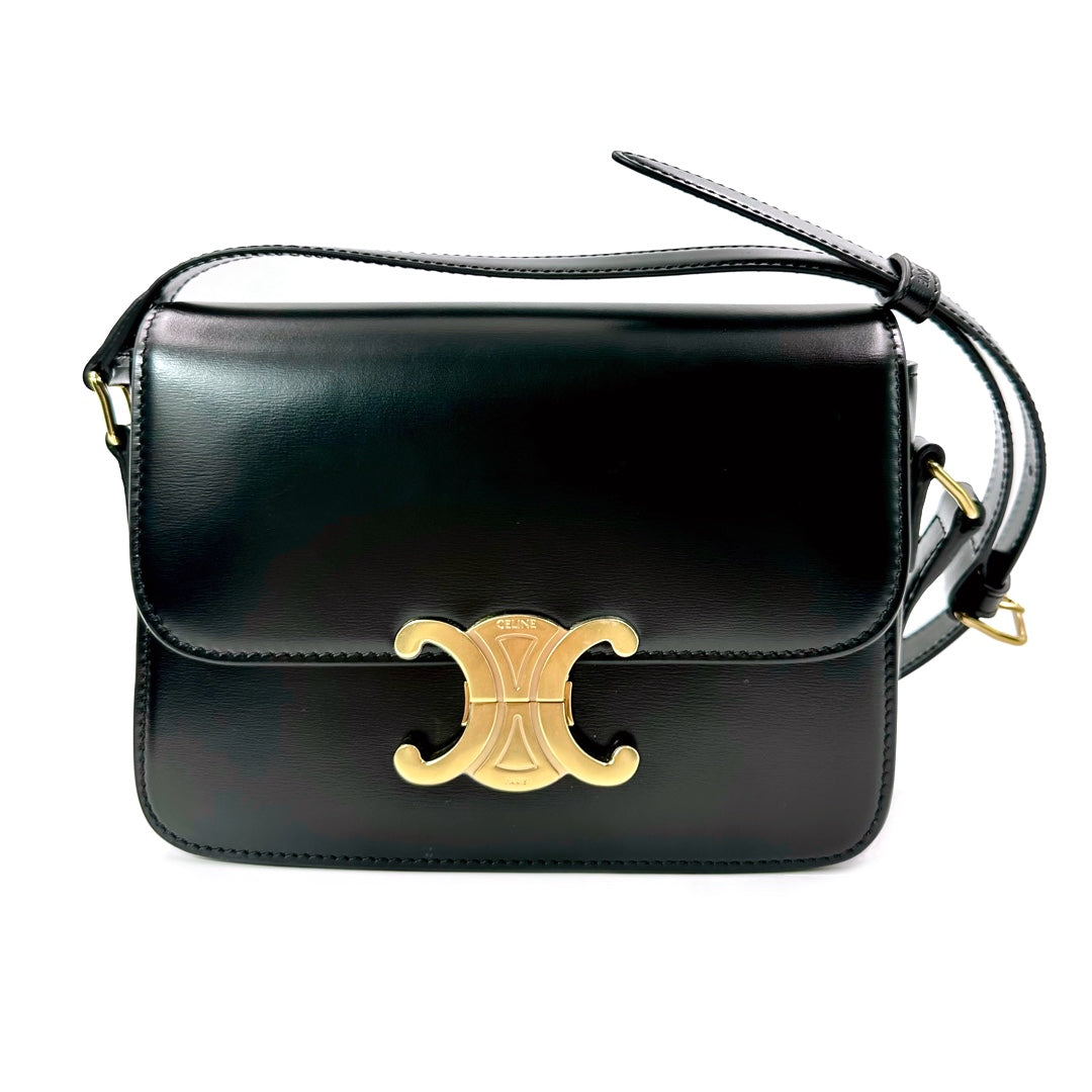 Céline Black Teen Triomphe Bag In Shiny calfskin - Gemaee  UAE