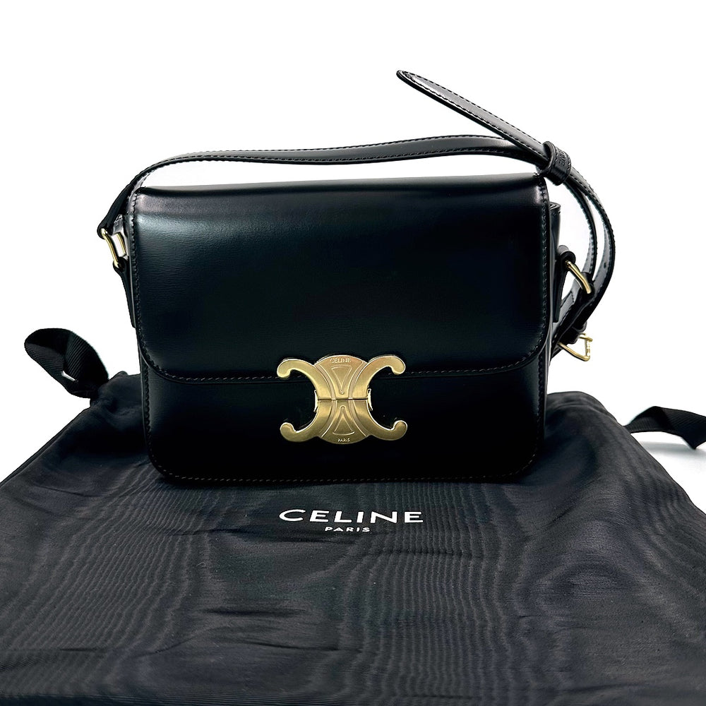 Céline Black Teen Triomphe Bag In Shiny calfskin - Gemaee  UAE