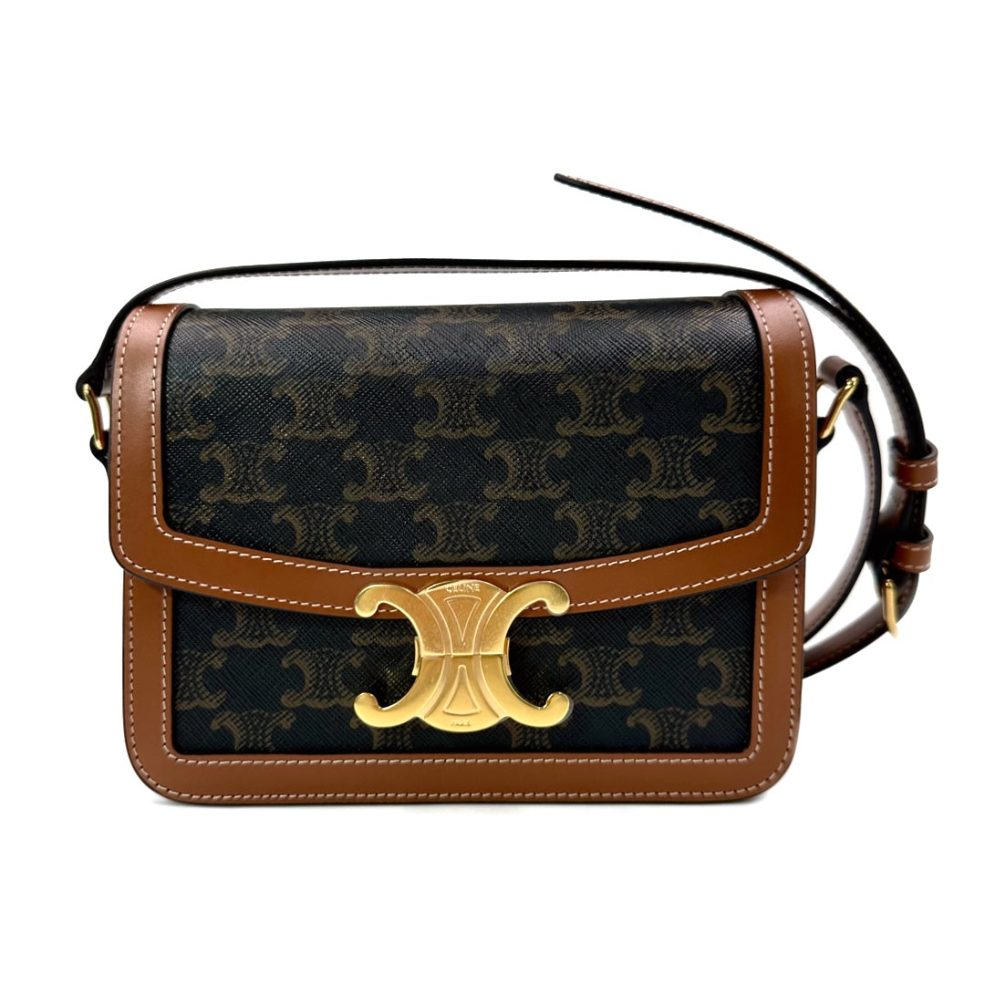 Céline Teen Triomphe Bag In Triomphe Canvas and Calfskin - Gemaee  UAE