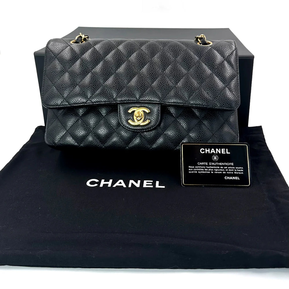 Chanel Black Caviar Leather Medium Handbag - Gemaee  UAE