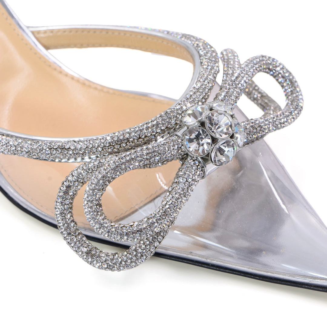 Mach & Mach Silver Double bow Mules - Gemaee  UAE