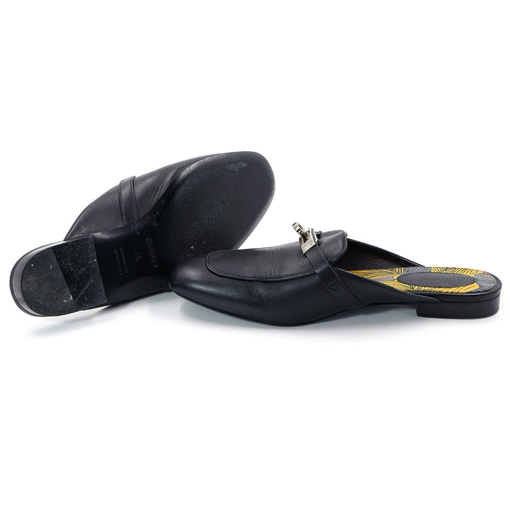 Hermès Black OZ Flat Mules - Gemaee  UAE