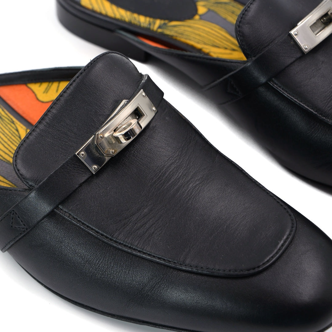 Hermès Black OZ Flat Mules - Gemaee  UAE