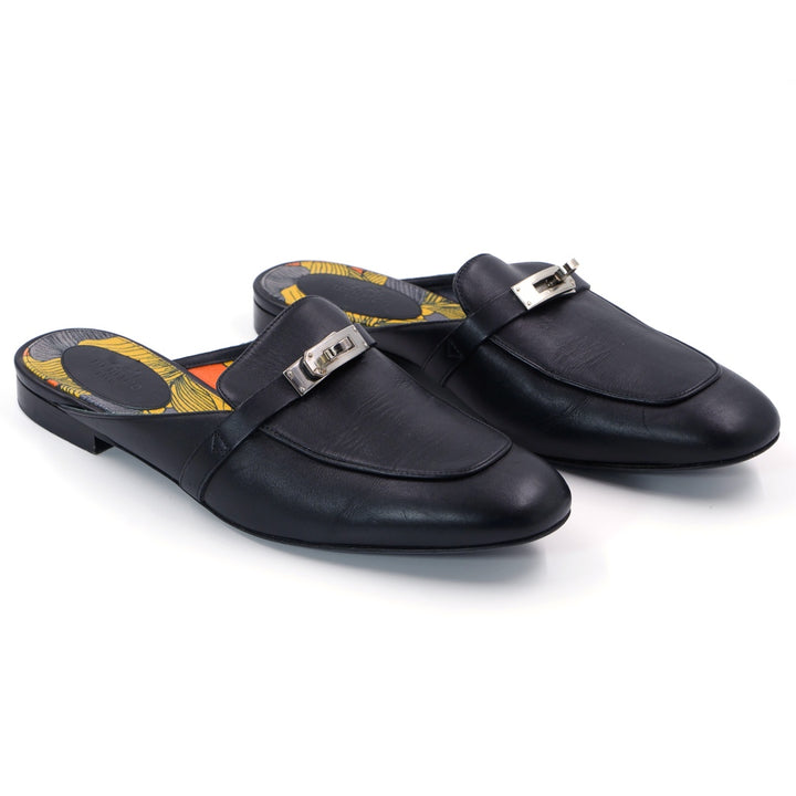 Hermès Black OZ Flat Mules - Gemaee  UAE