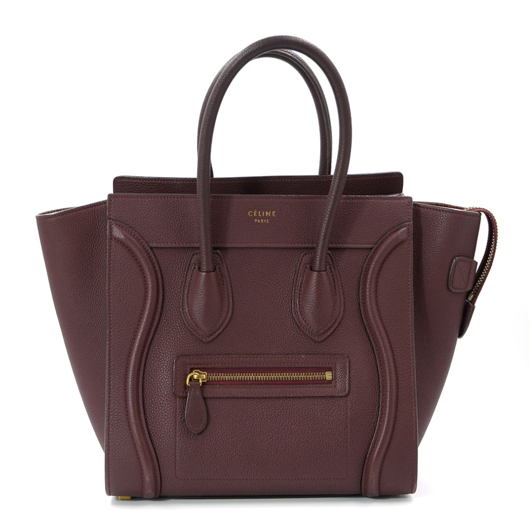Céline Burgundy Leather Luggage Tote Bag - Gemaee  UAE