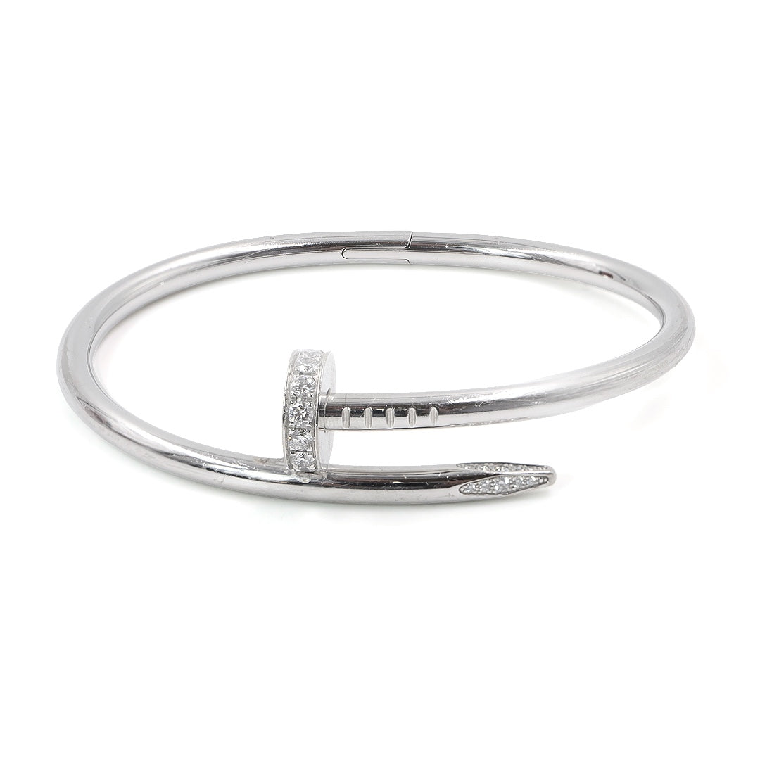 Cartier Juste Un Clou Classic Bracelet in 18K White Gold with Diamonds, Size 16 - Gemaee  UAE