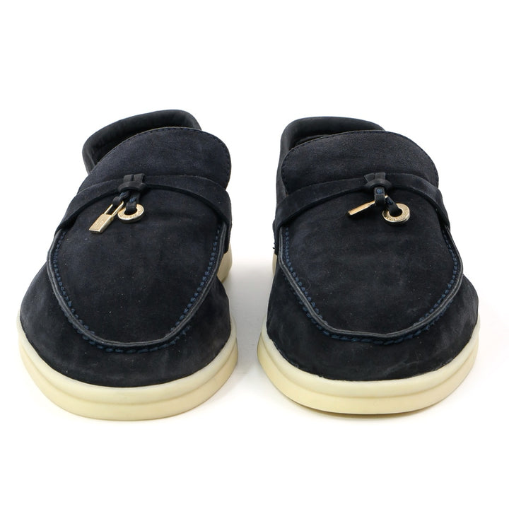 Loro Piana Summer Charms Walk Loafers in Navy Blue Suede - Gemaee  UAE