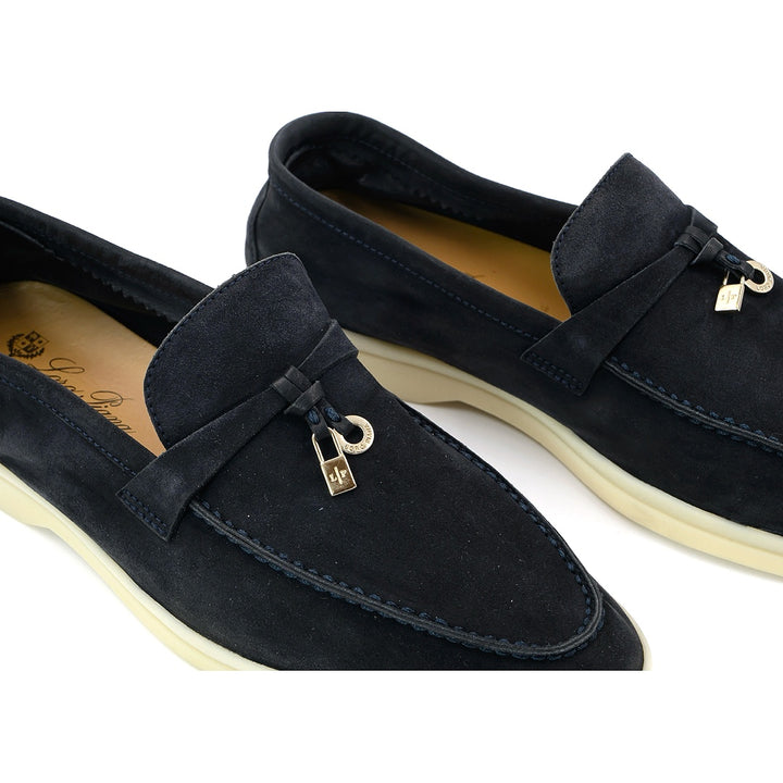 Loro Piana Summer Charms Walk Loafers in Navy Blue Suede - Gemaee  UAE