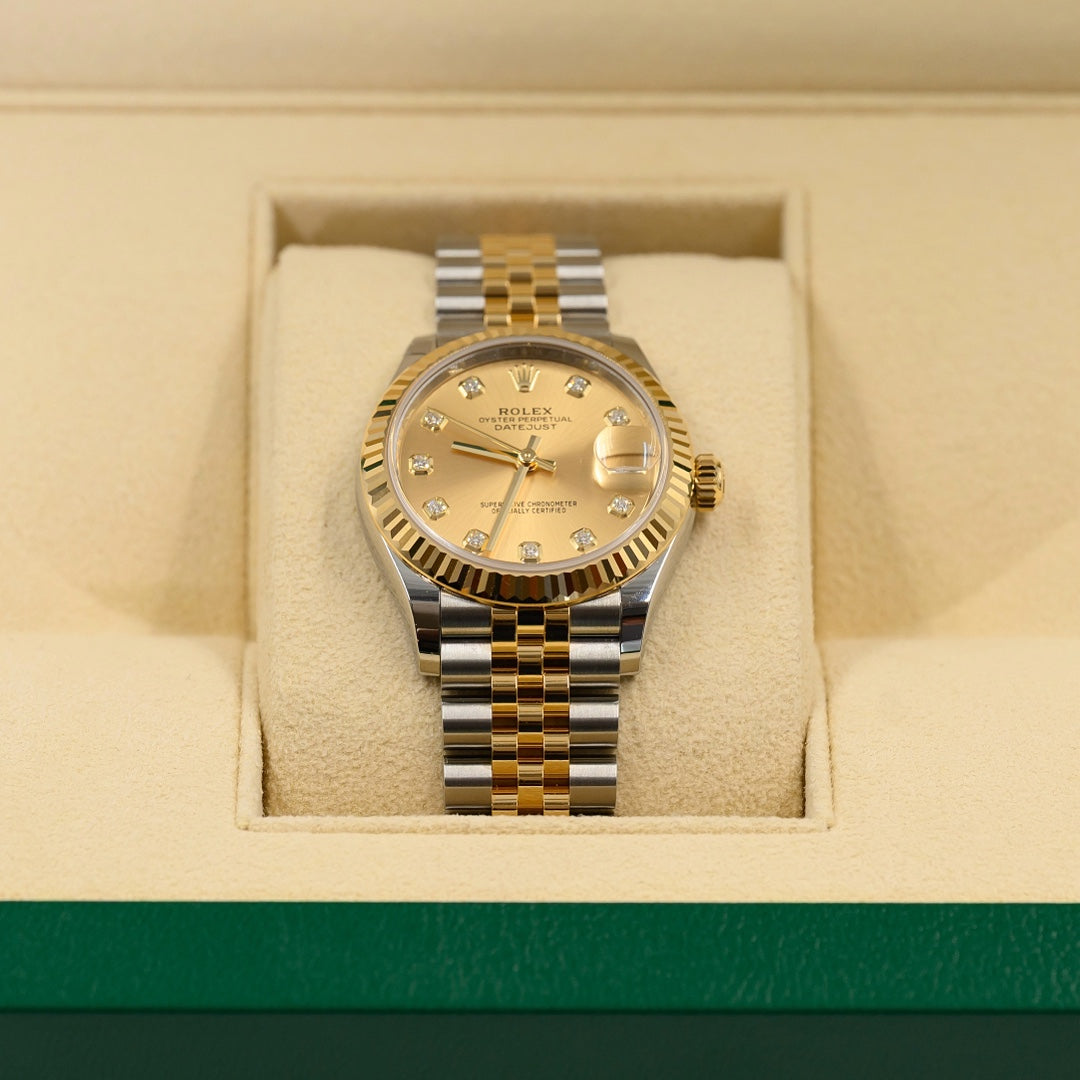 Rolex Lady-Datejust 31mm Champagne Diamond Dial Watch - Gemaee  UAE
