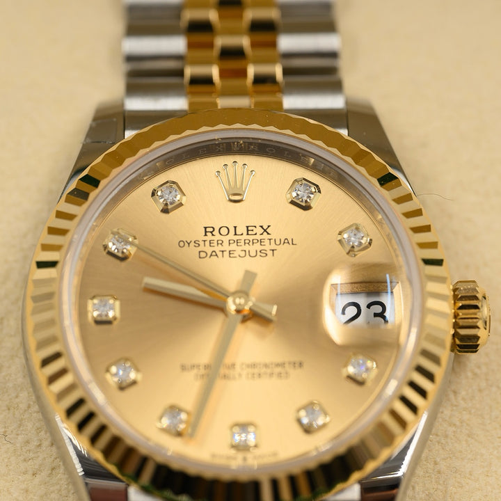 Rolex Lady-Datejust 31mm Champagne Diamond Dial Watch - Gemaee  UAE