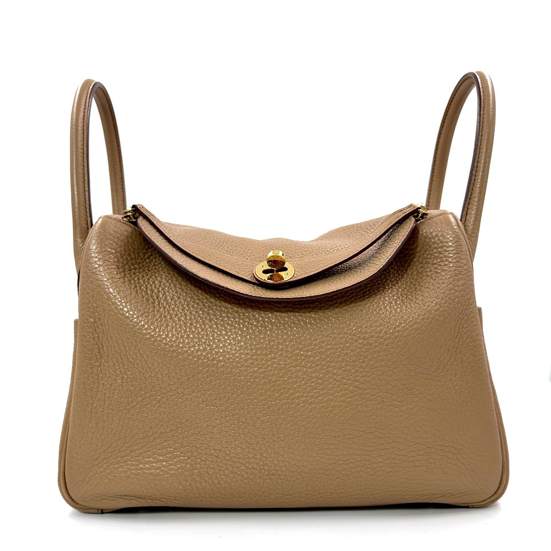 Hermès Lindy 30 in Argile color Clemence Leather with Gold Hardware Handbag - Gemaee  UAE