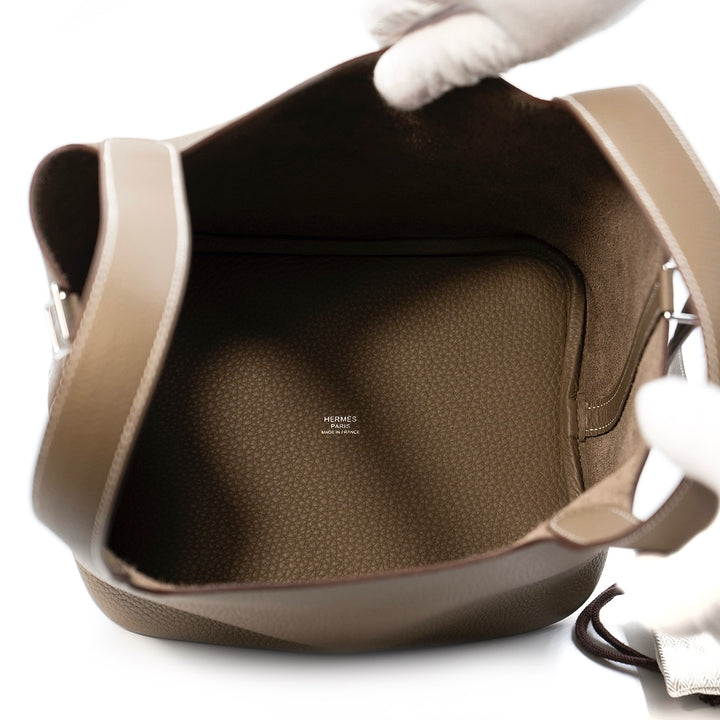 Hermès Picotin Lock 22 in Etoupe Clemence Leather with Palladium Hardware Handbag - Gemaee  UAE