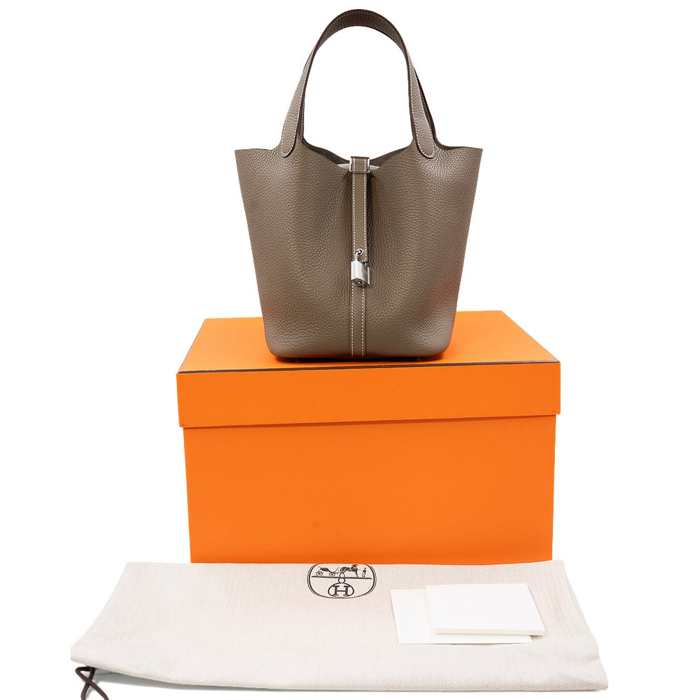 Hermès Picotin Lock 22 in Etoupe Clemence Leather with Palladium Hardware Handbag - Gemaee  UAE