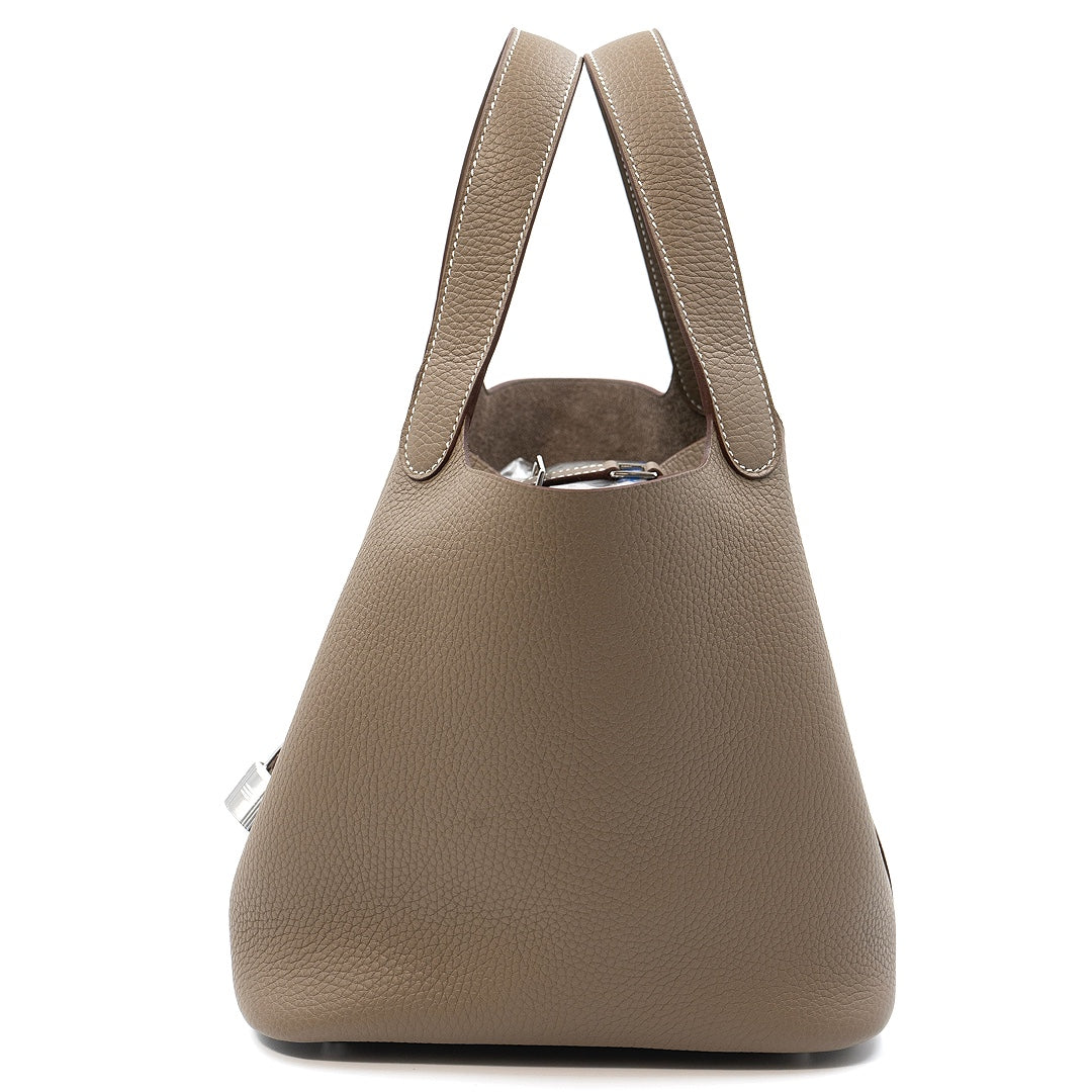 Hermès Picotin Lock 22 in Etoupe Clemence Leather with Palladium Hardware Handbag - Gemaee  UAE