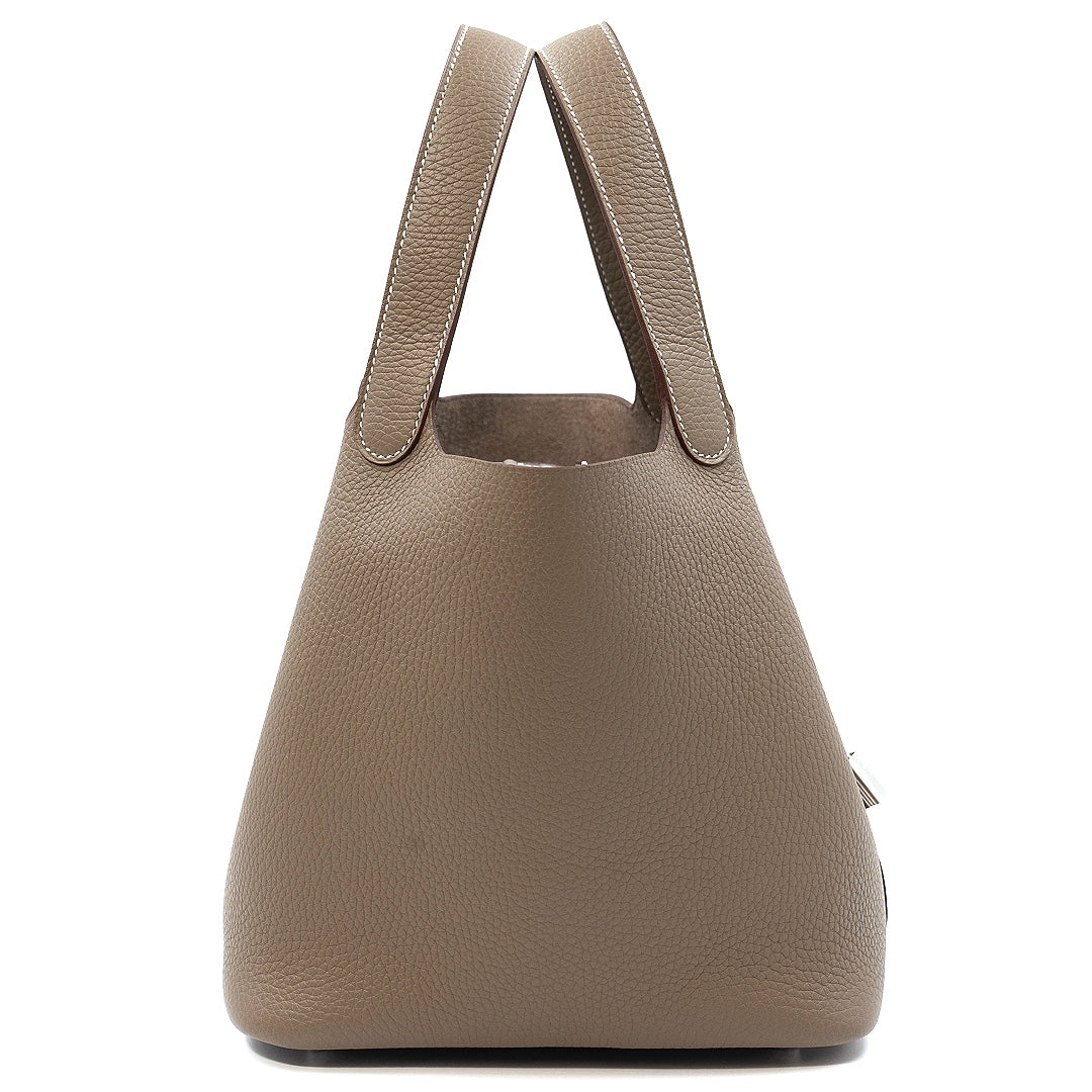 Hermès Picotin Lock 22 in Etoupe Clemence Leather with Palladium Hardware Handbag - Gemaee  UAE