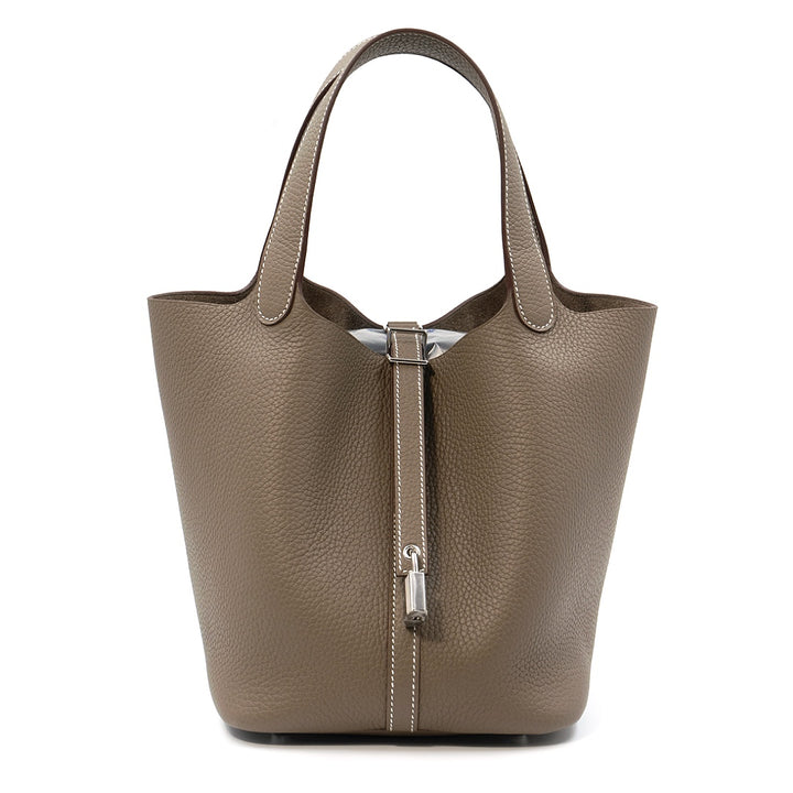 Hermès Picotin Lock 22 in Etoupe Clemence Leather with Palladium Hardware Handbag - Gemaee  UAE