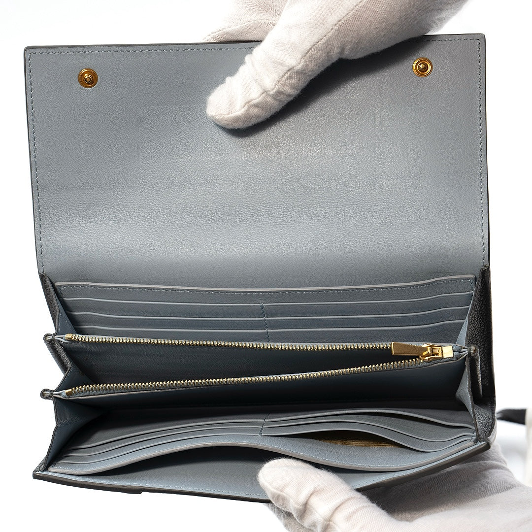 Céline Grey Grained Calfskin Large Flap Wallet - Gemaee  UAE