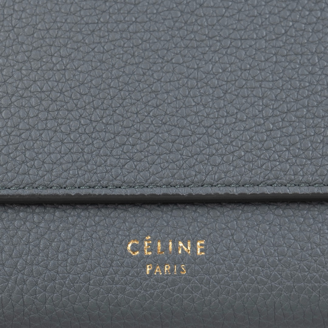 Céline Grey Grained Calfskin Large Flap Wallet - Gemaee  UAE