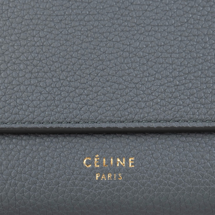 Céline Grey Grained Calfskin Large Flap Wallet - Gemaee  UAE