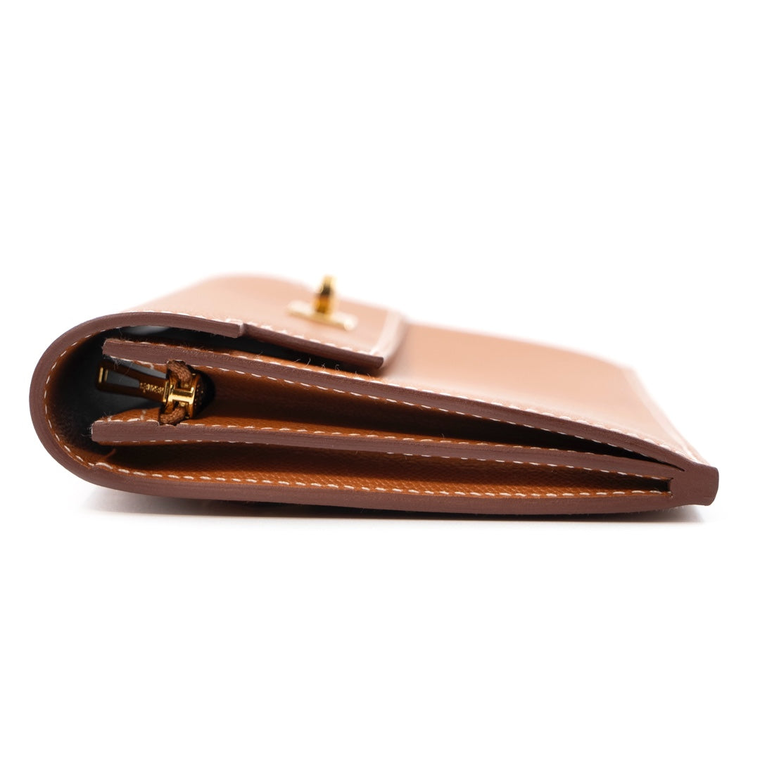 Hermès Kelly Pocket Long Wallet in Gold Madame Calfskin with Gold Hardware - Gemaee  UAE