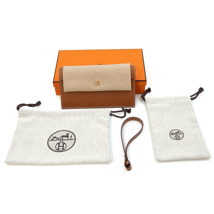 Hermès Kelly Pocket Long Wallet in Gold Madame Calfskin with Gold Hardware - Gemaee  UAE