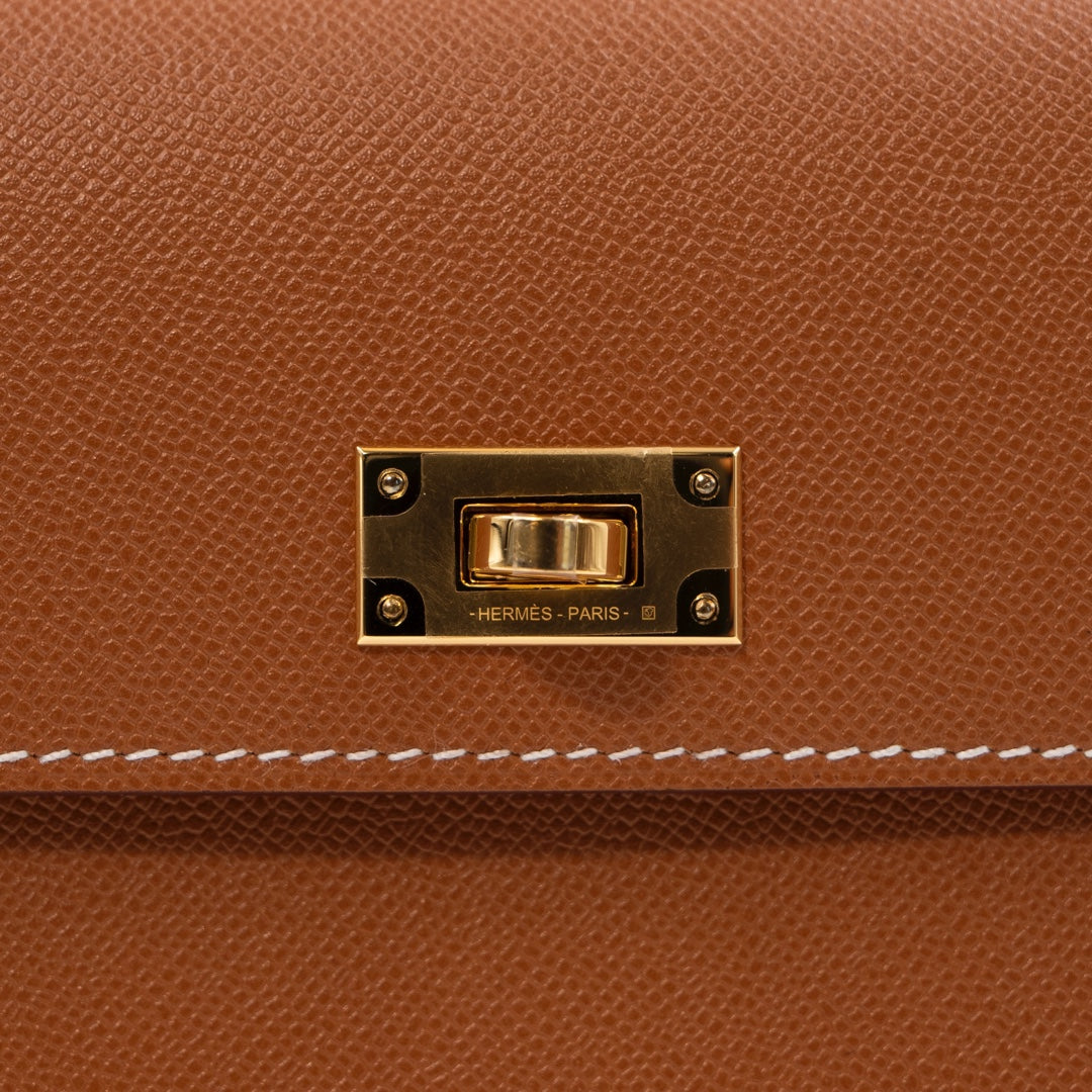 Hermès Kelly Pocket Long Wallet in Gold Madame Calfskin with Gold Hardware - Gemaee  UAE