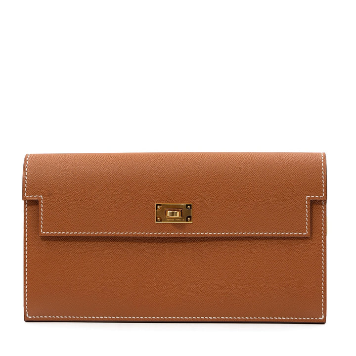 Hermès Kelly Pocket Long Wallet in Gold Madame Calfskin with Gold Hardware - Gemaee  UAE