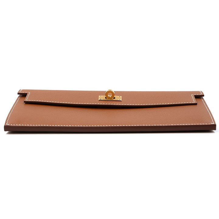 Hermès Kelly Pocket Long Wallet in Gold Madame Calfskin with Gold Hardware - Gemaee  UAE