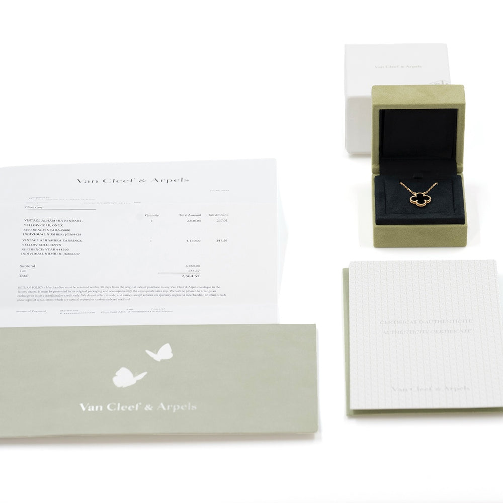 Van Cleef & Arpels Vintage Alhambra Pendant 18K Yellow Gold & Black Onyx - Gemaee  UAE