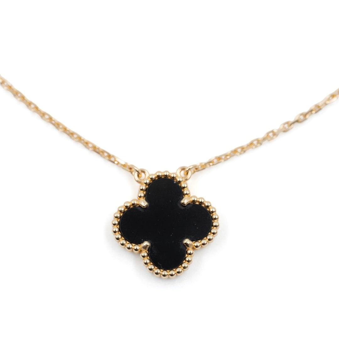 Van Cleef & Arpels Vintage Alhambra Pendant 18K Yellow Gold & Black Onyx - Gemaee  UAE