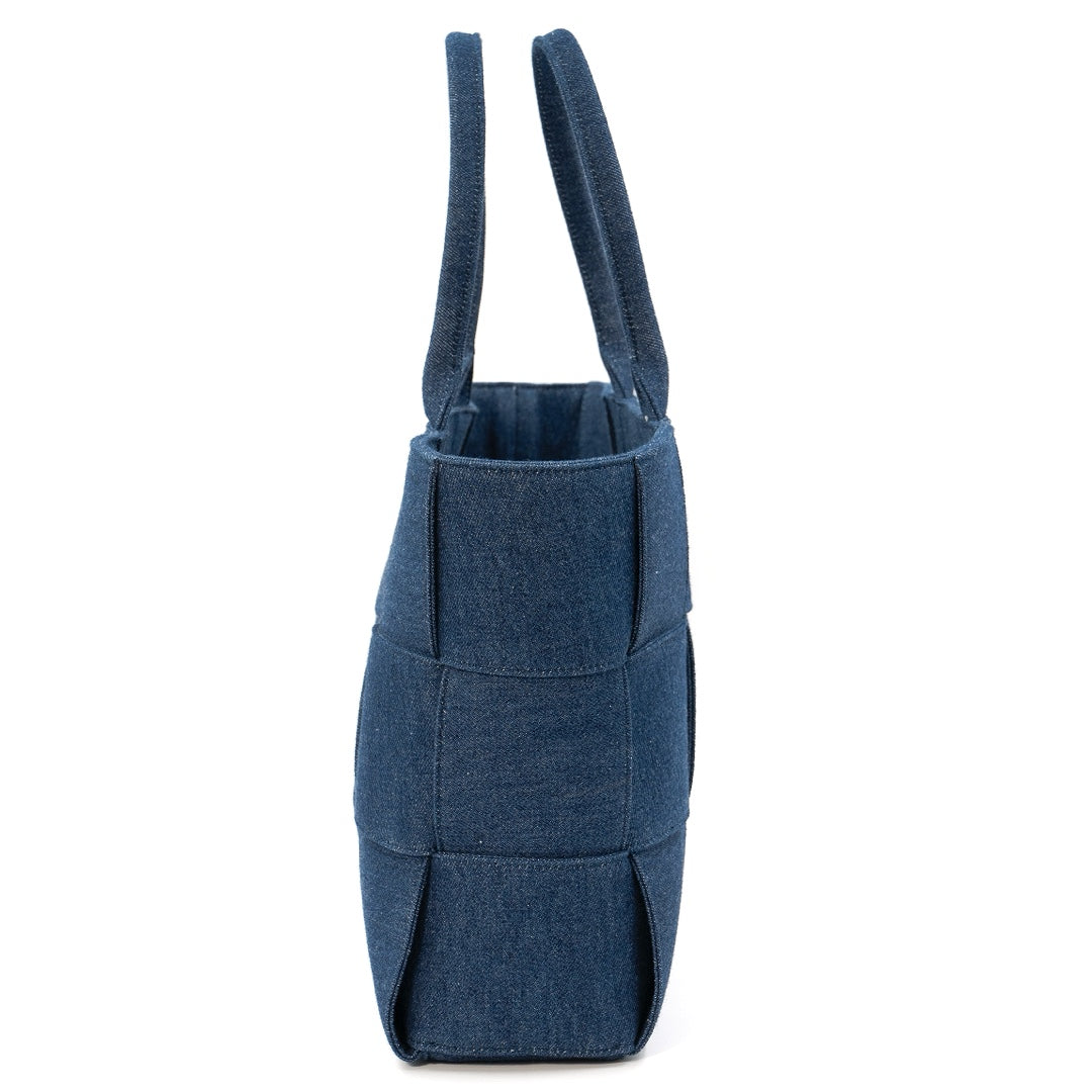 Bottega Veneta Arco Intrecciato Denim Tote Bag in Indigo - Gemaee  UAE