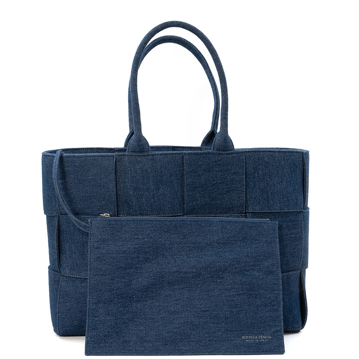 Bottega Veneta Arco Intrecciato Denim Tote Bag in Indigo - Gemaee  UAE