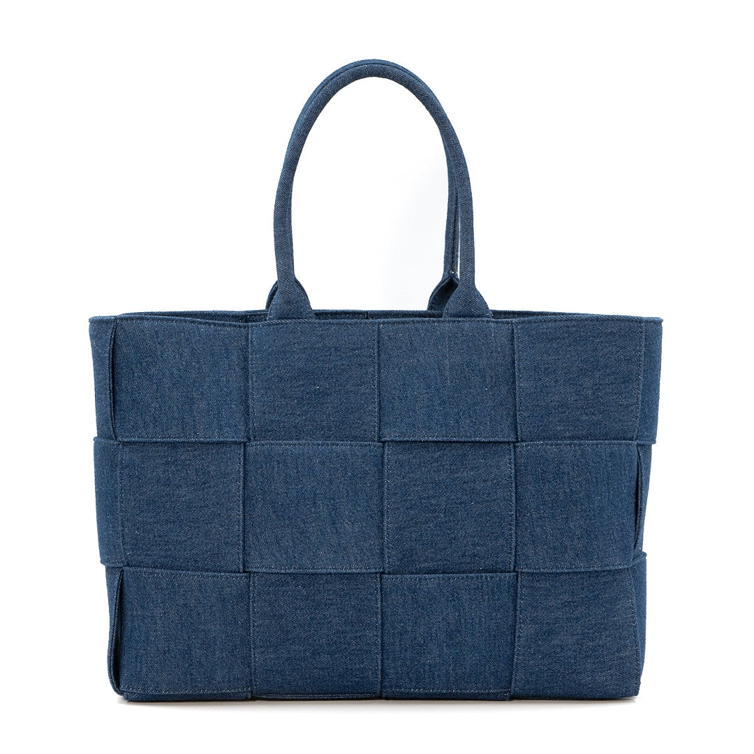 Bottega Veneta Arco Intrecciato Denim Tote Bag in Indigo - Gemaee  UAE