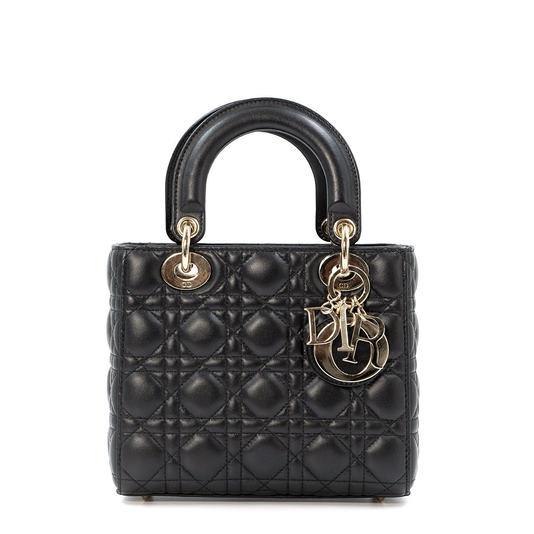 Dior My ABCDior Lady Dior Small Bag in Black Cannage Lambskin Leather with Gold Hardware - Gemaee  UAE