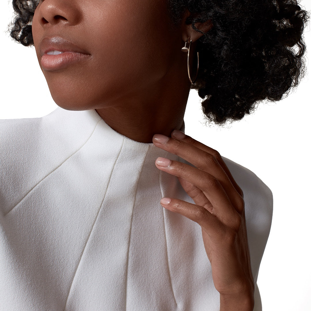 Cartier Juste un Clou Hoop Earrings Large Model 18K Yellow Gold Half Pavé Diamonds - Gemaee  UAE