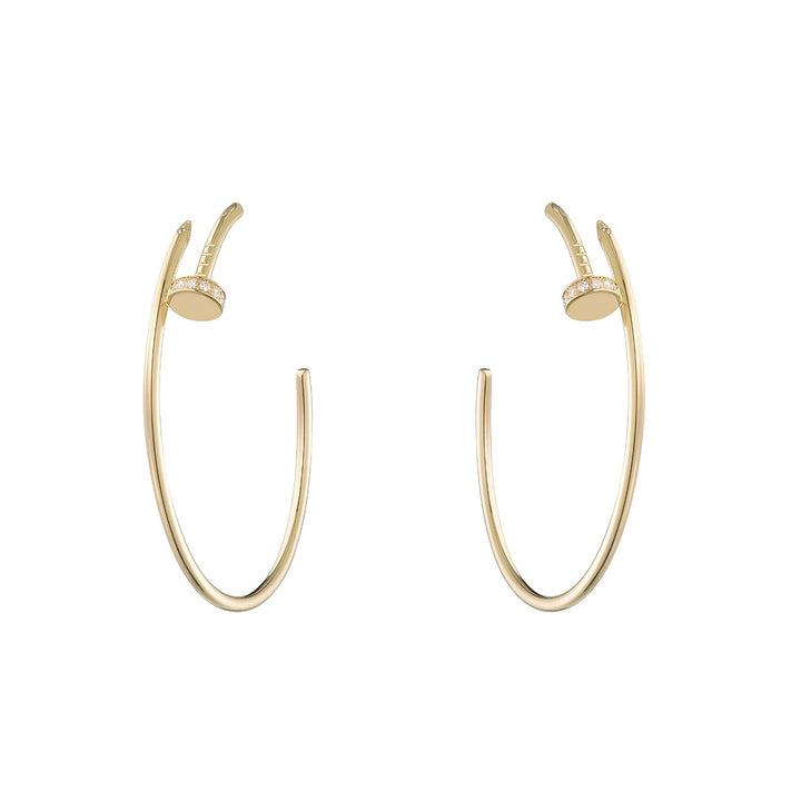Cartier Juste un Clou Hoop Earrings Large Model 18K Yellow Gold Half Pavé Diamonds - Gemaee  UAE
