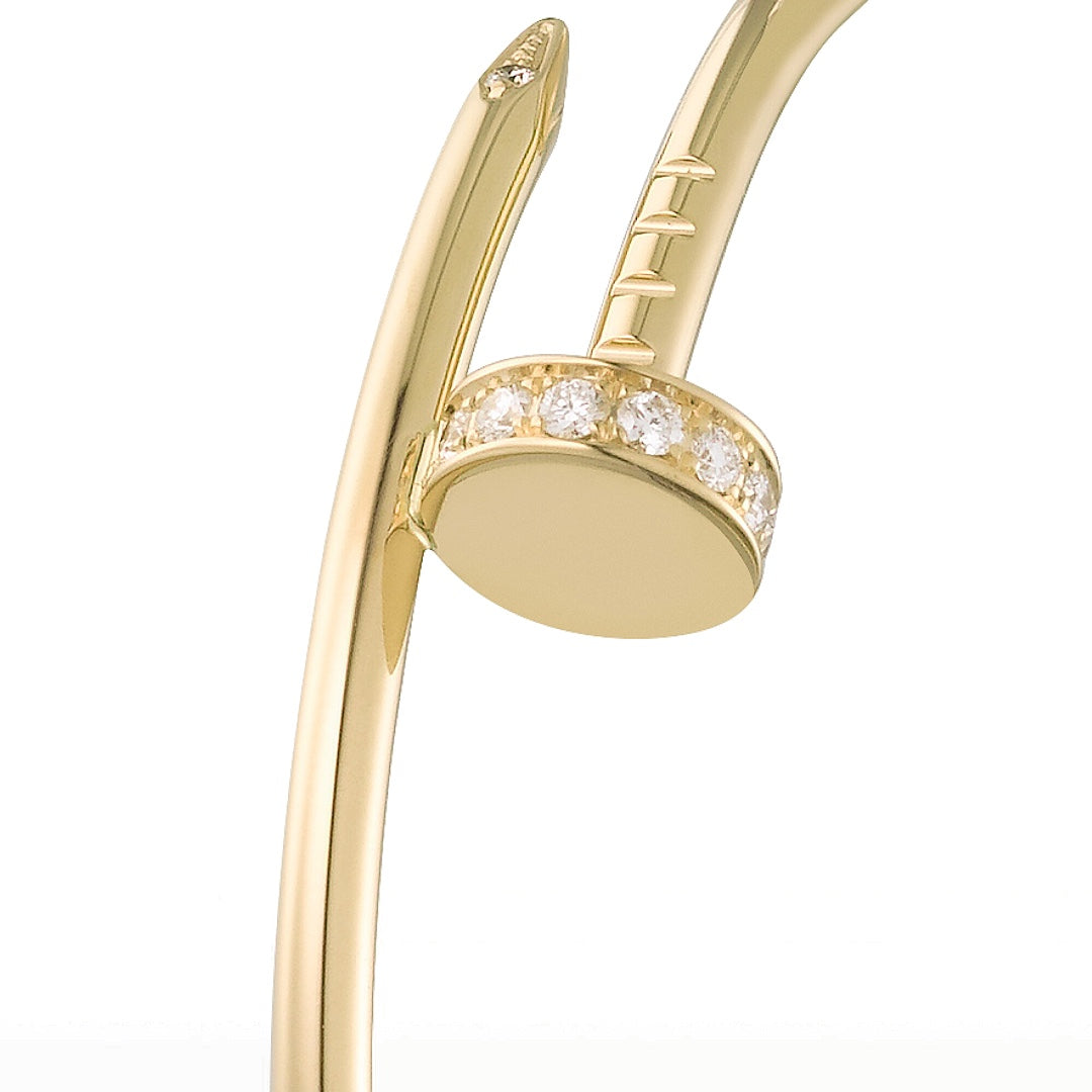 Cartier Juste un Clou Hoop Earrings Large Model 18K Yellow Gold Half Pavé Diamonds - Gemaee  UAE