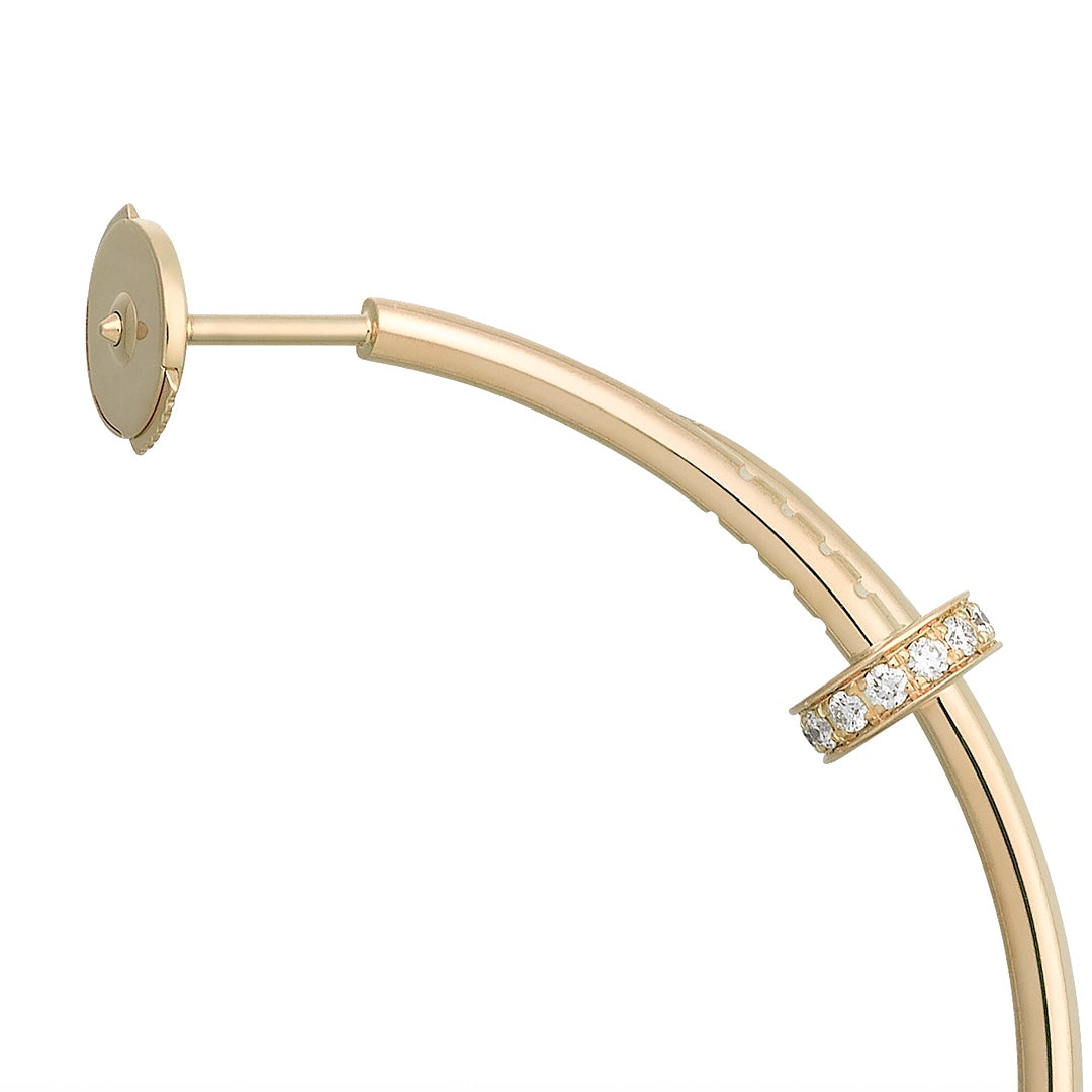 Cartier Juste un Clou Hoop Earrings Large Model 18K Yellow Gold Half Pavé Diamonds - Gemaee  UAE