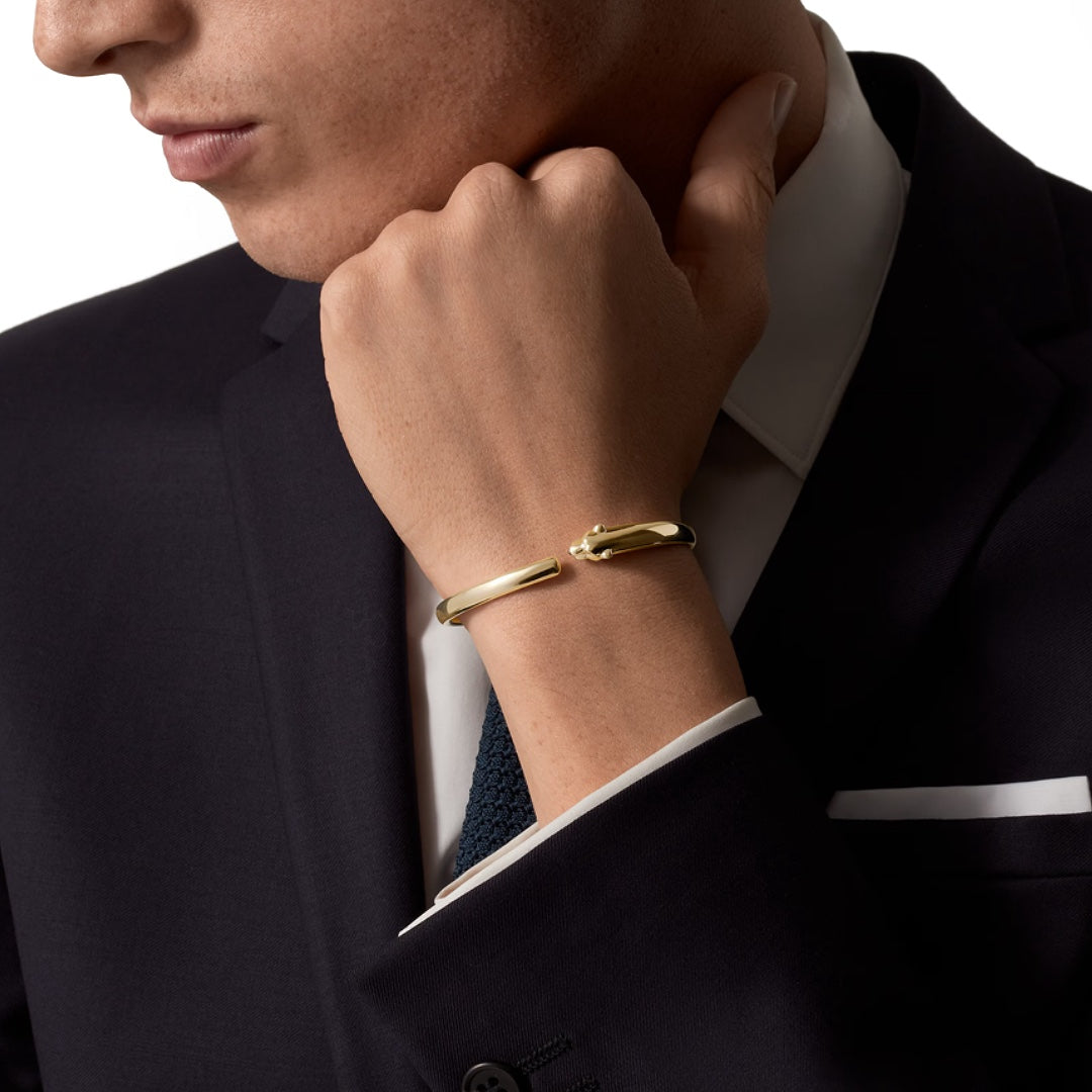 Cartier Panthère de Cartier Bracelet Small Model in 18K Yellow Gold with Tsavorite Garnet Eyes and Onyx - Gemaee  UAE