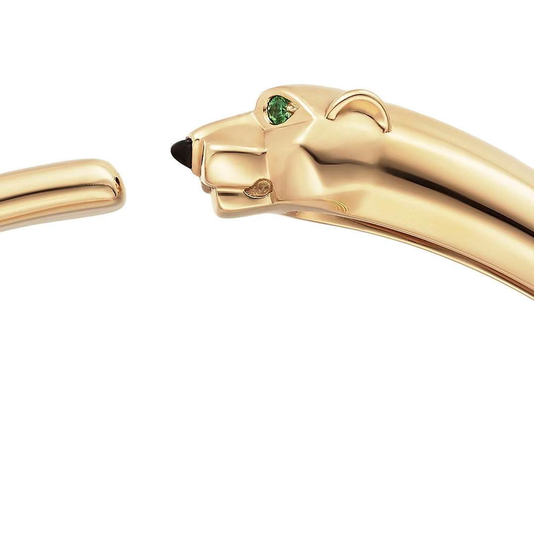 Cartier Panthère de Cartier Bracelet Small Model in 18K Yellow Gold with Tsavorite Garnet Eyes and Onyx - Gemaee  UAE