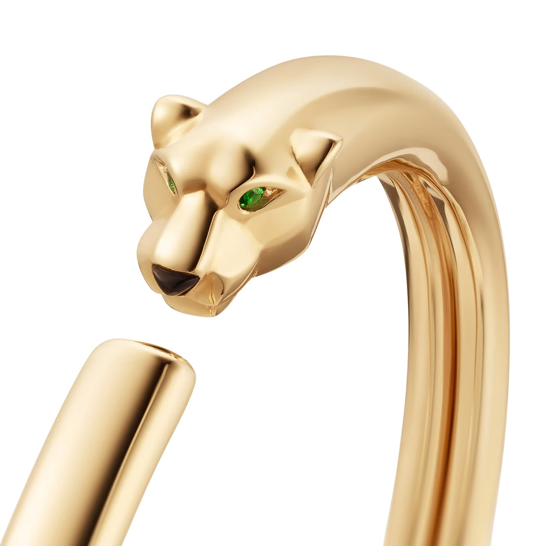 Cartier Panthère de Cartier Bracelet Small Model in 18K Yellow Gold with Tsavorite Garnet Eyes and Onyx - Gemaee  UAE