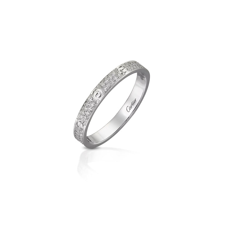 Cartier Love Ring mini Model Pavé in 18K White Gold with Diamond - Gemaee  UAE