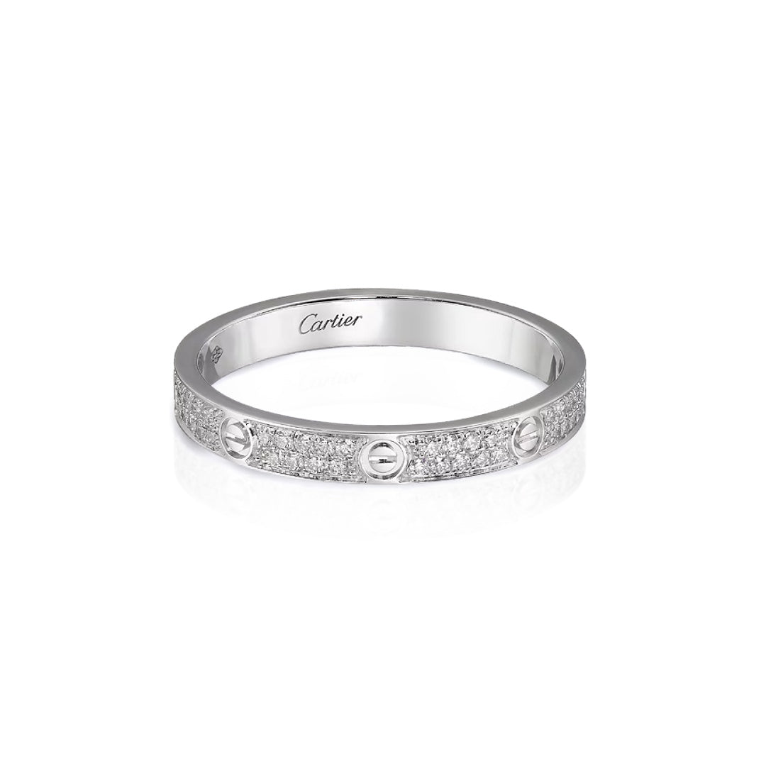 Cartier Love Ring mini Model Pavé in 18K White Gold with Diamond - Gemaee  UAE