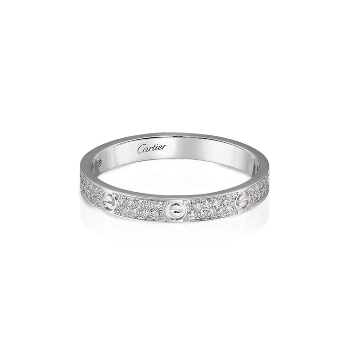 Cartier Love Ring mini Model Pavé in 18K White Gold with Diamond - Gemaee  UAE