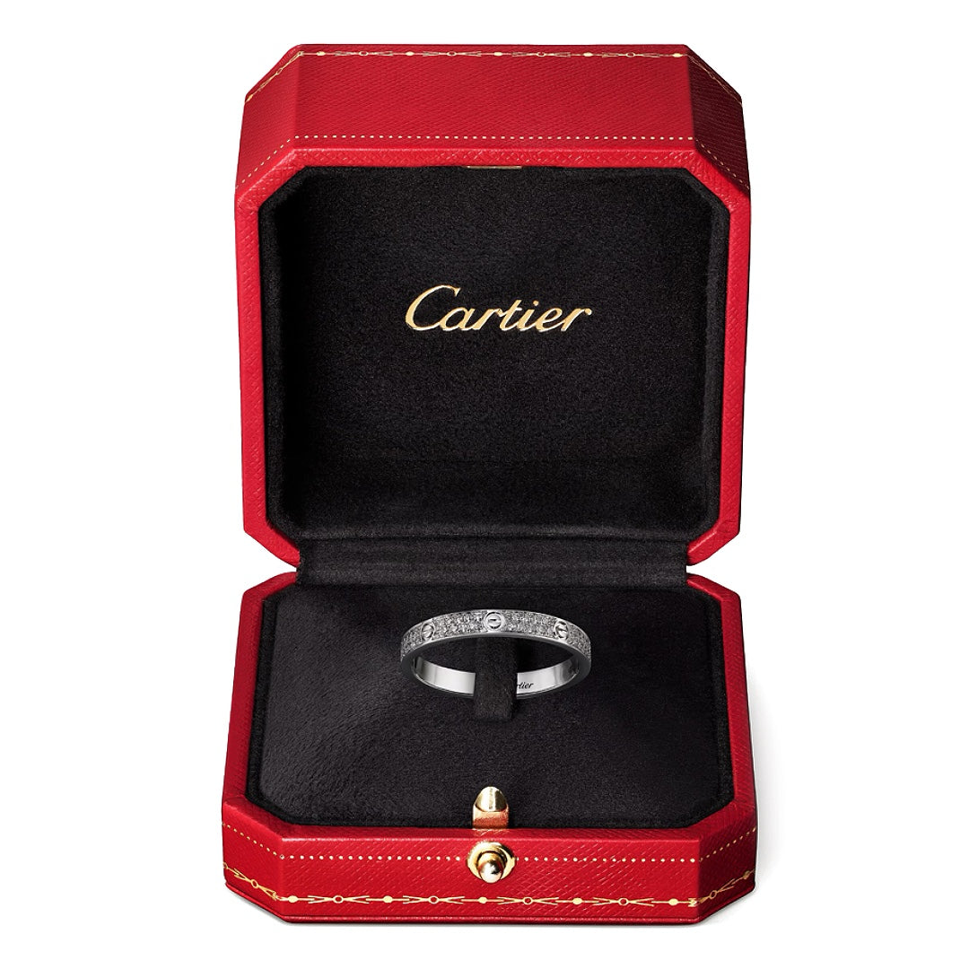 Cartier Love Ring mini Model Pavé in 18K White Gold with Diamond - Gemaee  UAE